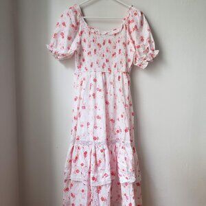 Love Shack Fancy X Target Cosette Smocked Floral Tiered Midi Dress Size S